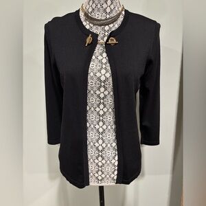 Ivanka Trump Black Toggle Closure Cardigan 3/4 sleeve - Size S